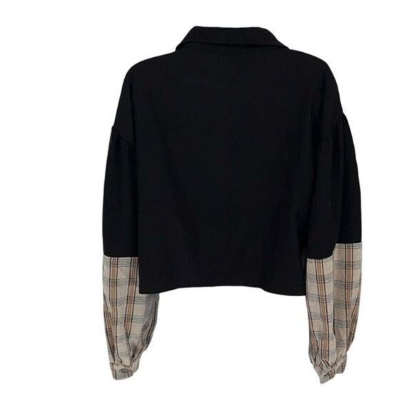 SHEIN Tartan Panel Corduroy Crop Shacket Size Medium - Picture 5 of 11